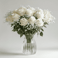 thumbnail image 4 of One Dozen White Roses with Baby's breath and Green- Fresh Flower Delivery, 4 of 4