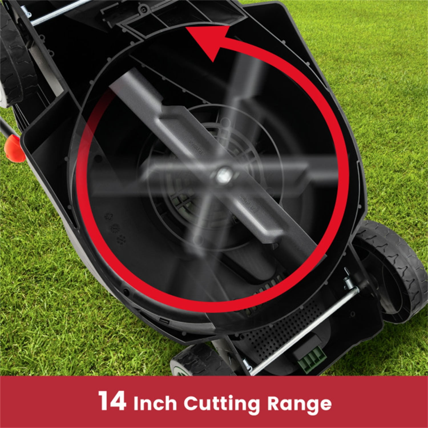 12 ampere 13.5 inch electric rope lawn mower with dual safety switches -Red