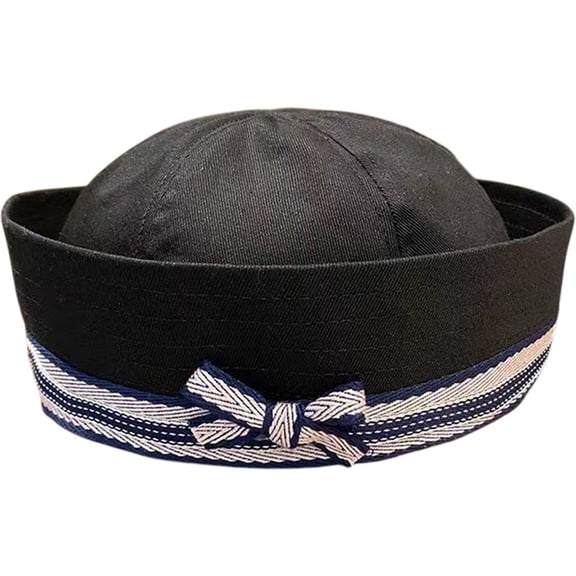 Vjnyvs Sailor Hat Navy Yacht Captain Hat with Sweet Bow Sail Hat for Accessory Adult Women Simple Style Halloween Party