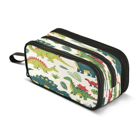 ALAZA Cartoon Dinosaur Pencil Case Bag 3 Compartment Pen Pouch Large Storage Holder Box Organizer