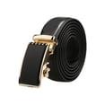 thumbnail image 1 of Cinturón de cuero de vestir para hombre con hebilla automática de ratchet Inspire Chic, negro y dorado, 50 3/8-53 1/8, 1 of 6