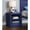 Blue, variant on Nightstand Featuring Center Metal Glide System / Useful for Bedroom Storage