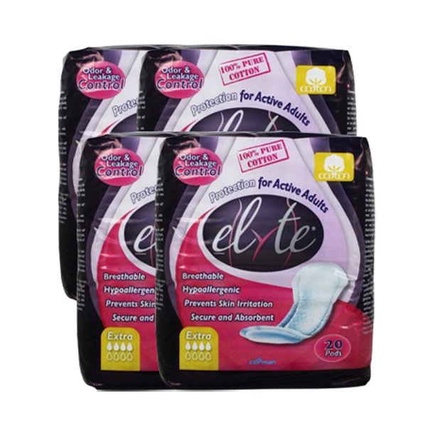 Elyte Light Cotton Incontinence Pads Xtra 20 Pads ( 4 Pack )