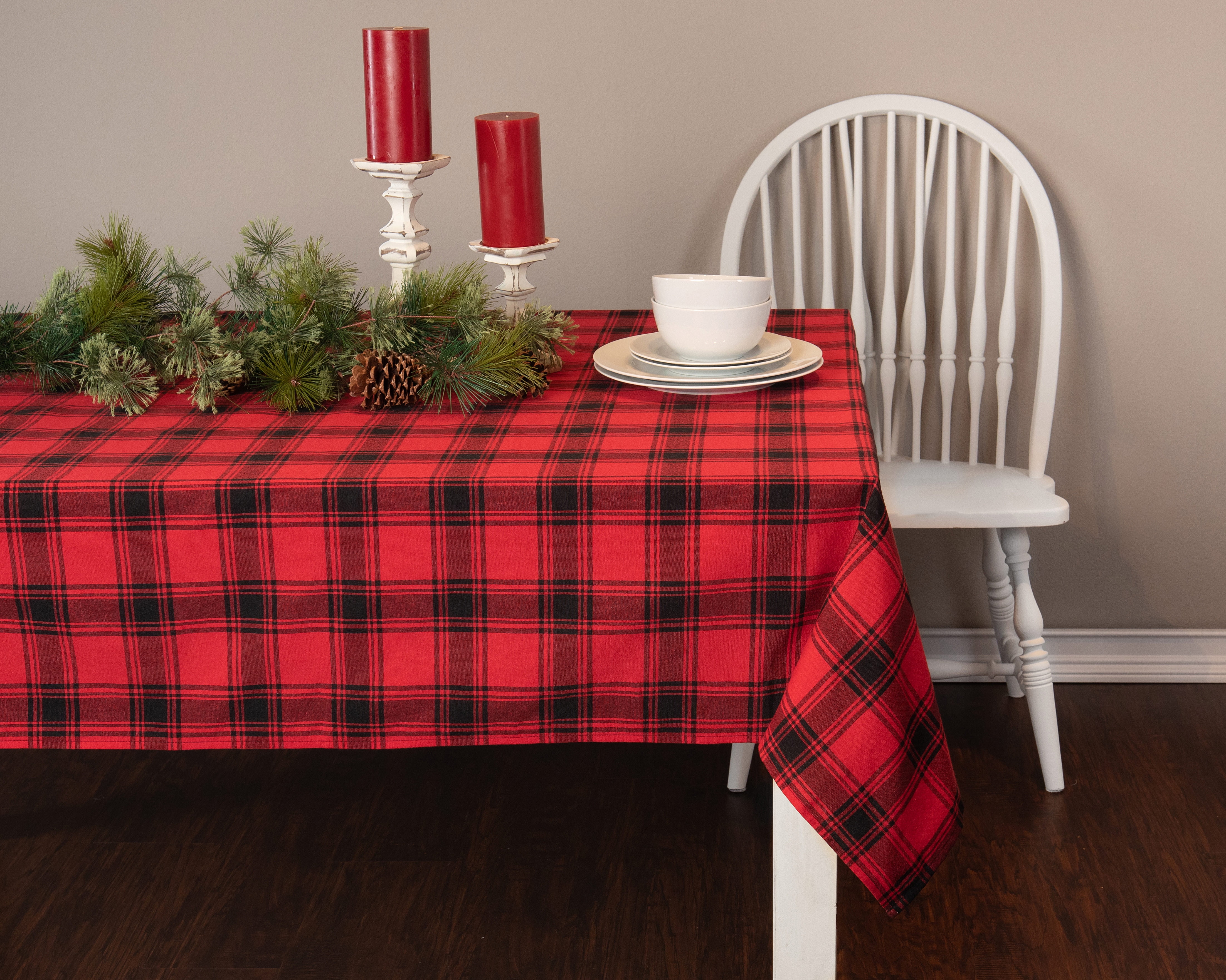 Buffalo Plaid Tablecloth Red & Black Table Cloth Holiday Home Xmas Table Decor 
