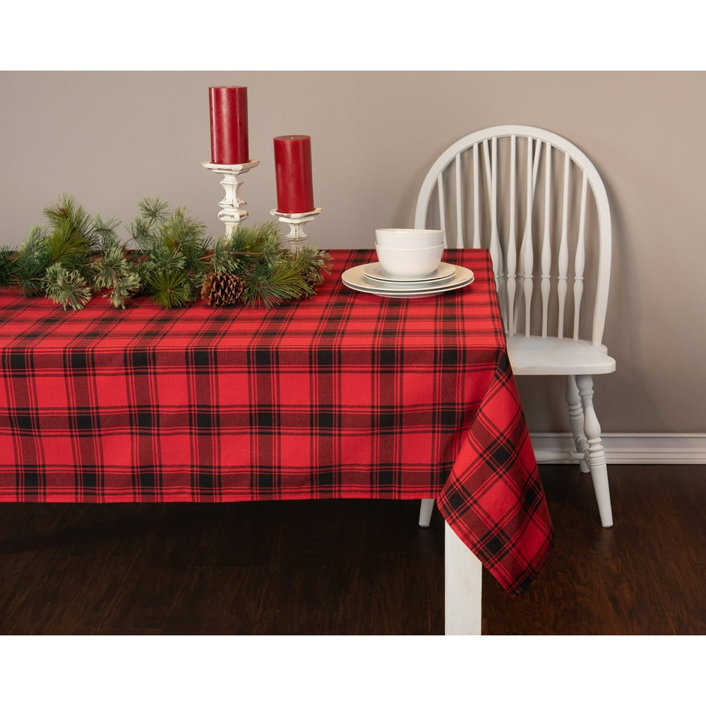 Holiday Time Buffalo Plaid Tablecloth, Black and Red, 60 in x 84 in