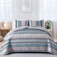 thumbnail image 1 of Juego de edredón WONGS BEDDING Boho Super King Size, azul, 3 piezas, 1 of 8
