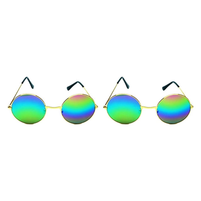 Minnieouse Gafas de sol Diseño único Creativo Hermoso Sol Gafas Marco de metal Ligero para hombre Mujer Dorado, colorido dorado, colorido 2piezas