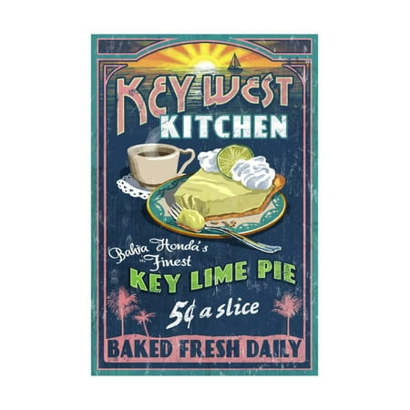 Bahia Honda, Florida Keys - Key Lime Pie Sign Print Wall Art By Lantern