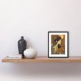 thumbnail image 2 of Woman in Autumn Poppy Field Linocut Illustration Artwork Framed Wall Art Print 9X7 Inch, 2 of 5