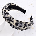 thumbnail image 2 of Diadema con estampado de leopardo, elegante diadema de ala ancha anudada para mujer, diadema de tela retro para adultos, tocado creativo, 2 of 6
