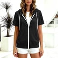 thumbnail image 4 of VBVC Women's Short Sleeve Zip Up Hoodie , Lightweight Athletic Jacket For Women , Ladies' Casual Drawstring Workout Tops with Pockets, S-2XL, 4 of 8