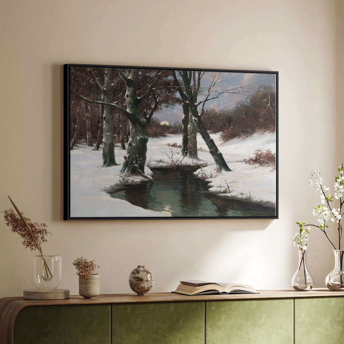 Vintage Landscape-CCLXXXV By Wexford Home Framed in Black Wood Gallery Wrapped Canvas 17 in. x 25 in.