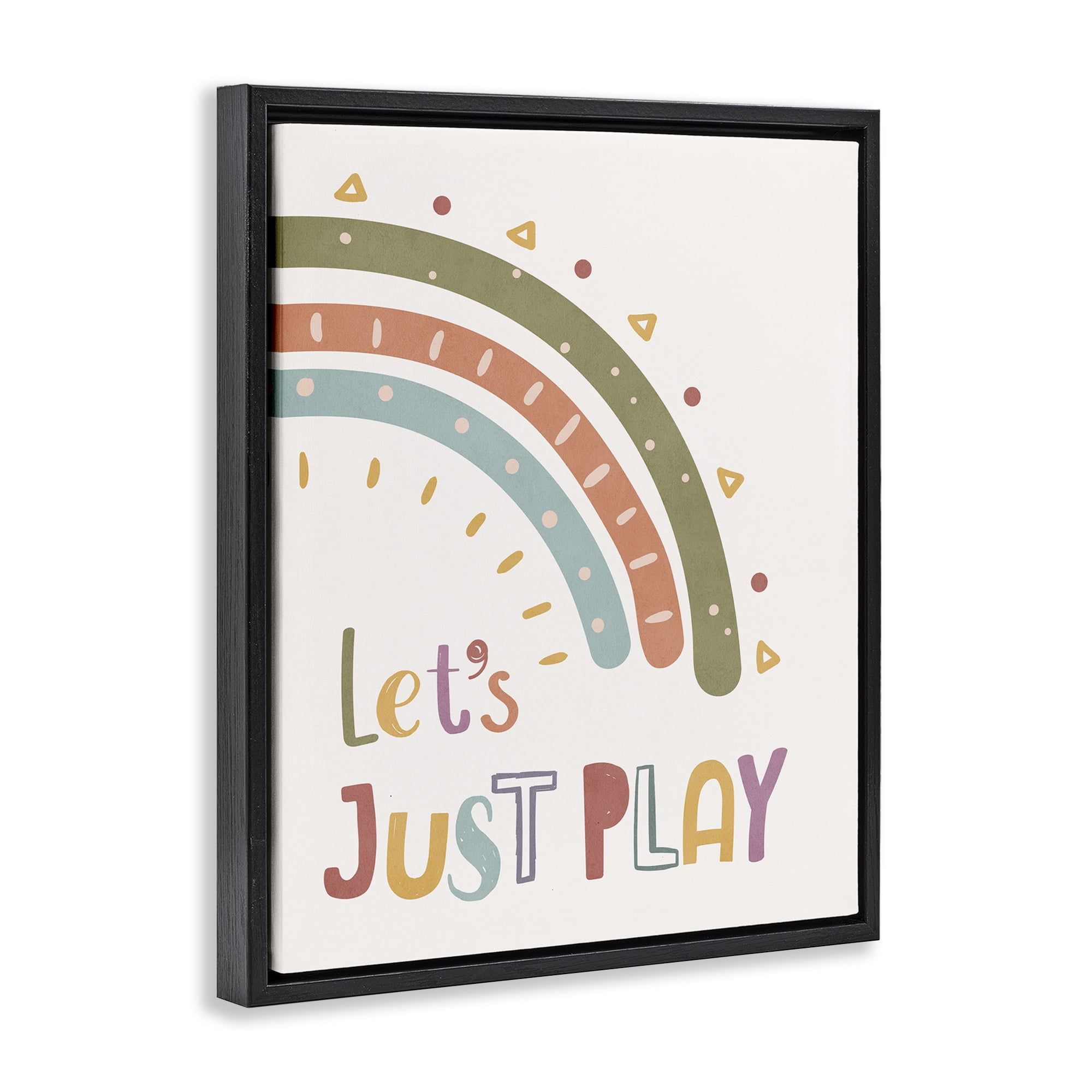 Stupell Industries Let's Just Play Rainbow Text & Numbers Painting Black Floater Framed Canvas Art Print Wall Art, 25 x 31
