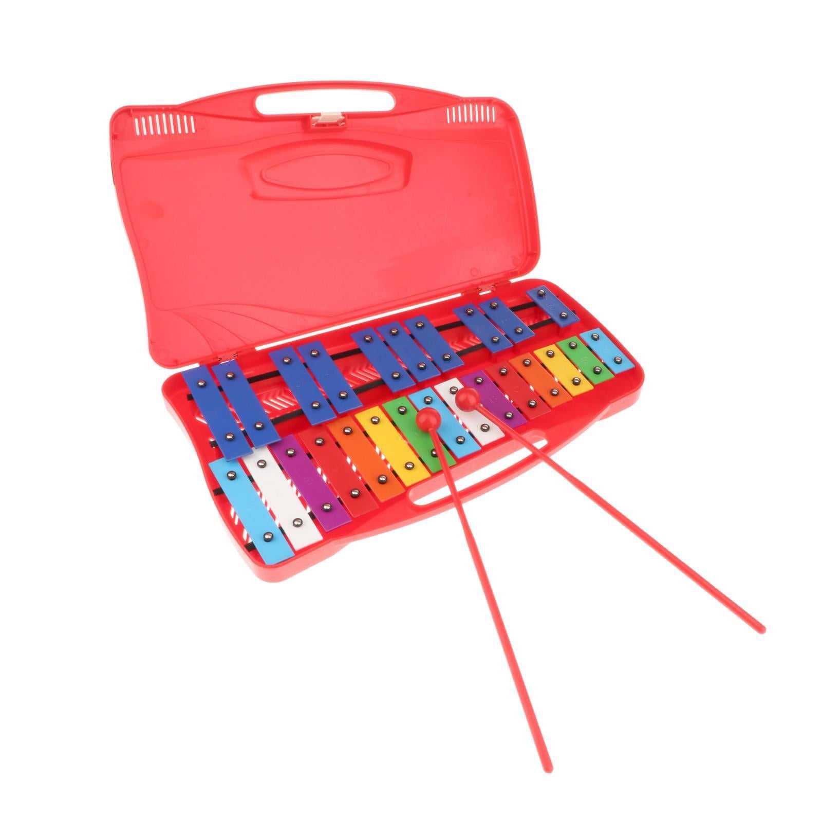 LeeQinersw Colorful Glockenspiel Xylophone Percussion Instrument Iron Keys with Case And Red