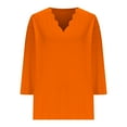 thumbnail image 5 of EchfiProm Womens V-Neck Tops Casual Plain T-Shirts 3/4 Sleeve Orange Pullover Relaxed Fit for Women, 5 of 5