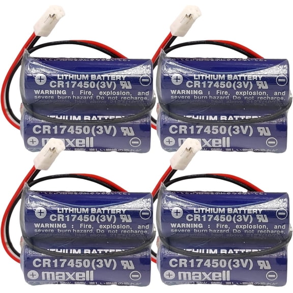 (Pack of 4) 2600mAh 2CR17450-2WK27 / D80UB016170 3V Replacement PLC Industrial Control Battery Pack for Mazak 2CR17450 3V Battery