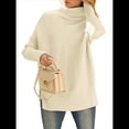 thumbnail image 2 of Suéter Holgado de Gran Tamaño para Mujer, Estilo Túnica Acanalada con Mangas Murciélago de Otoño. Albaricoque L, 2 of 9