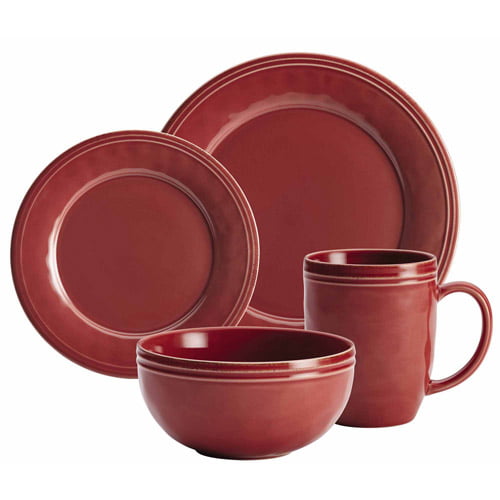 Details about   Rachael Ray Red Double Ridge 11" DINNER PLATES x4 Dishwasher Micro Safe NEW 