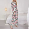 thumbnail image 3 of Fotbe Flower Leaves Pattern Long Sleeve Pajama Set for Women,Sleepwear Set,2-piece Loungewear Set,Soft PJs Comfy Nightwear with Pockets -Medium, 3 of 7