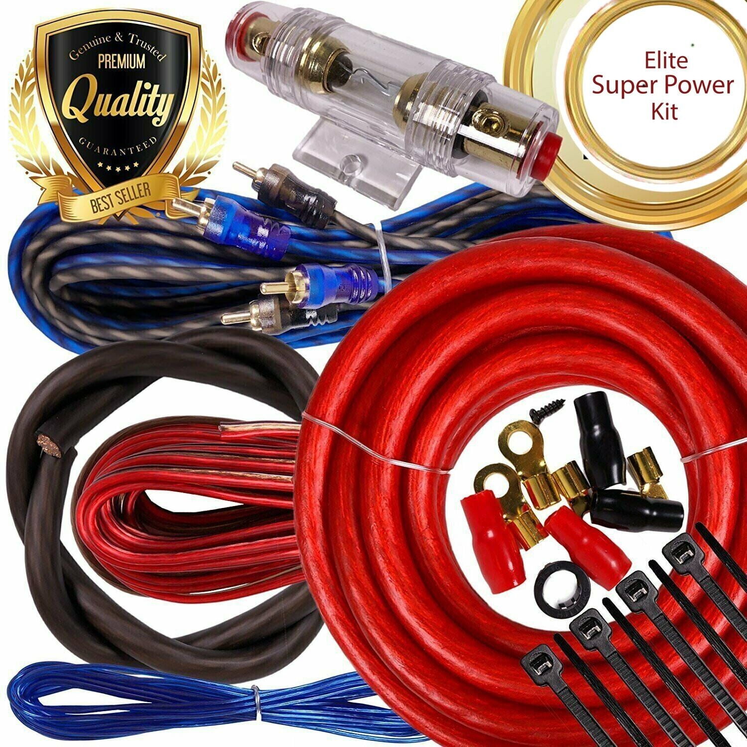 Complete 2000W 4 Gauge Car Amplifier Installation Wiring Kit Amp PK3 4