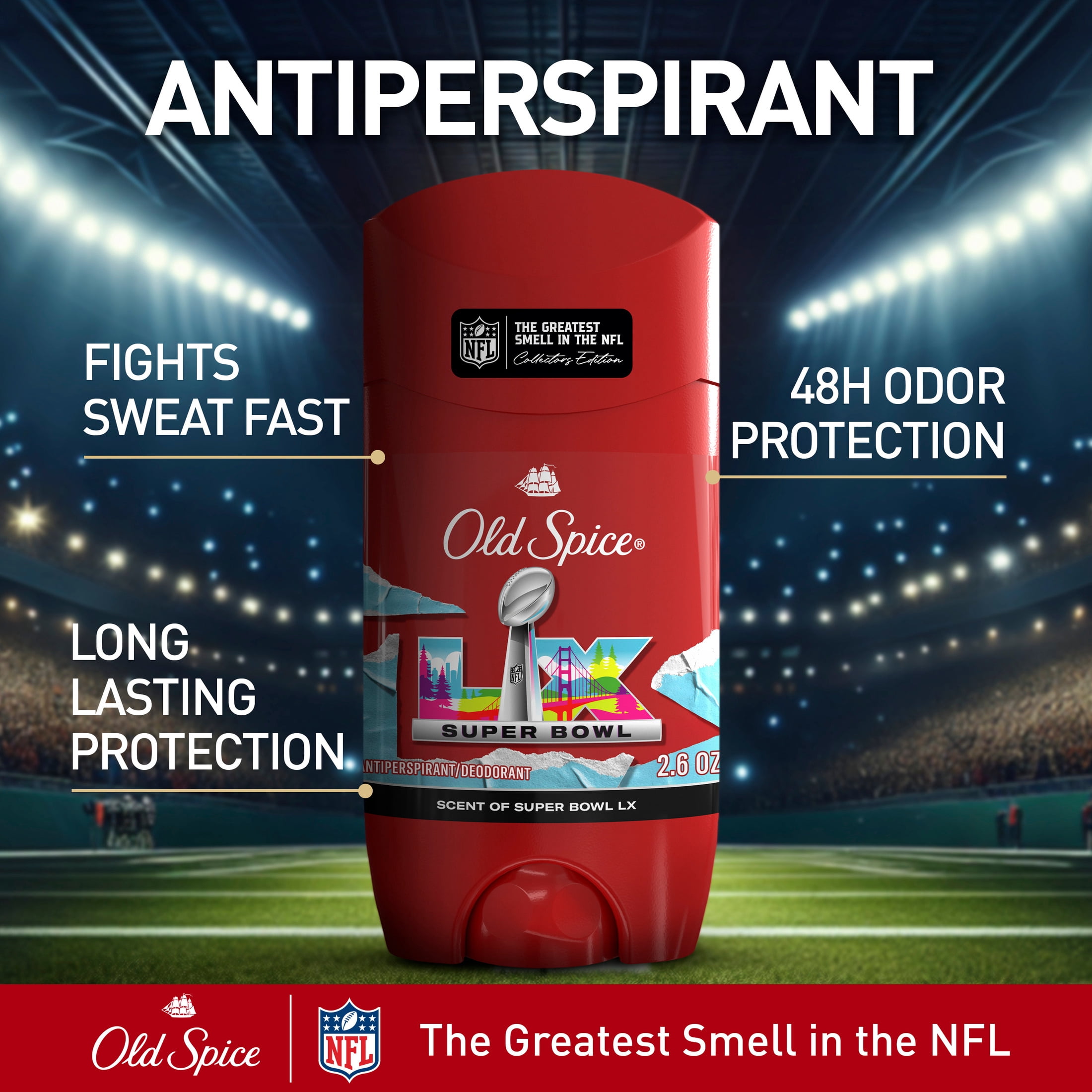 (2 pack) Old Spice Antiperspirant, Super Bowl LX, 2.6oz