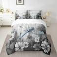 thumbnail image 2 of Dragonfly 7 Piece Comforter Set Full Daisy Flowers Bedding Sets,Blue Grey Ombre Oil Painting Sheet Set with Comforter Graffiti Art Rustic Animals Butterfly Bohemian Decor, 2 of 4