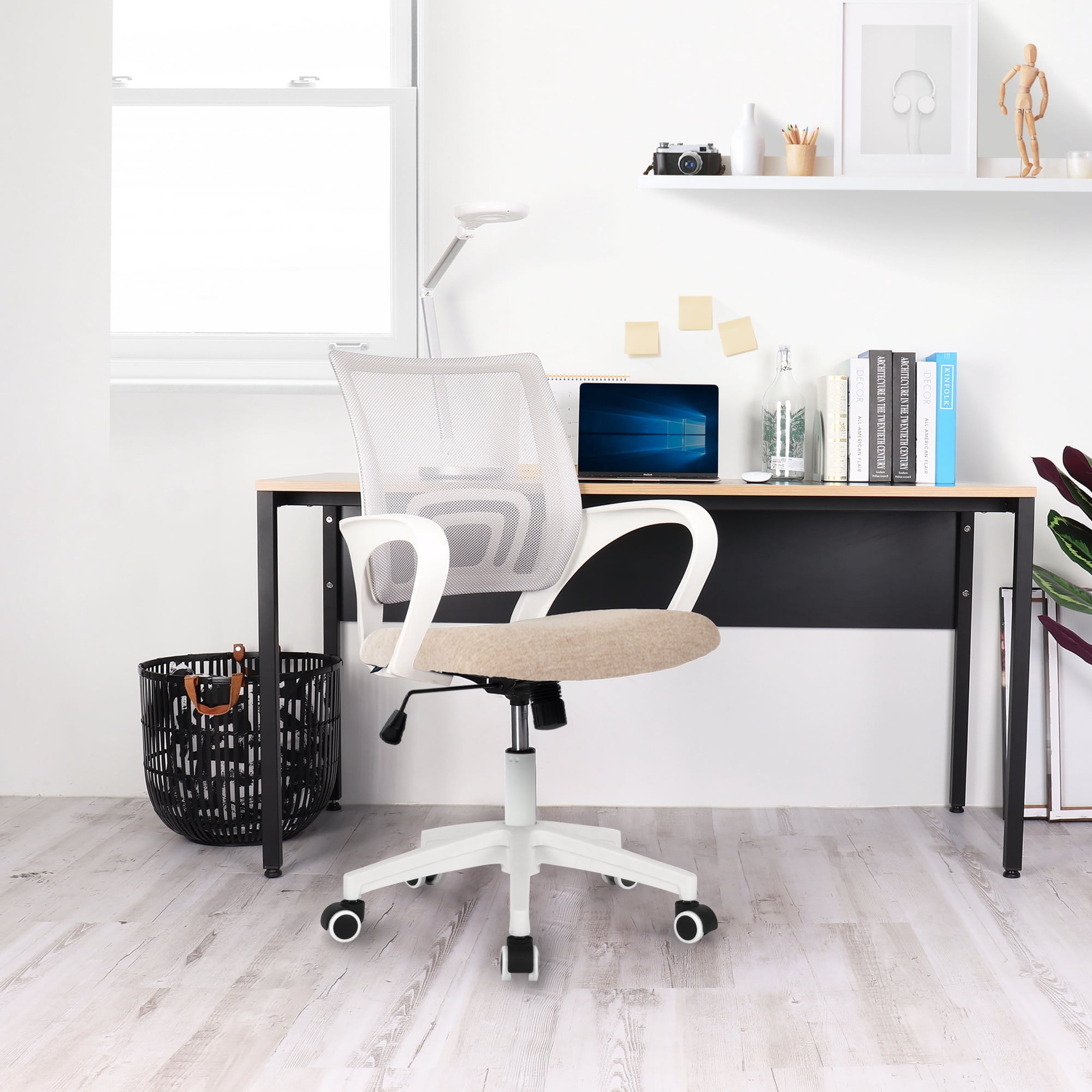 CELTOSS Office Chair, Adjustable Height, Ergonomic Lumbar Support and Armrests for Adults, Beige