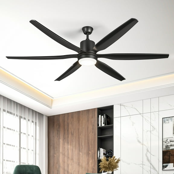 Dextrus Modern 66" 6-Blade Ceiling Fan with LED Light, 6-Speed Reversible Outdoor Ceiling Fan for Patio, Quiet DC Motor, App & Remote Control (Black)