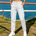 thumbnail image 6 of Women's Button Zip Cargo Jogger Pants, Ghalytn Elastic Back Waist Multi-Pocket Casual Outdoor Tapered Trousers, 6 of 7