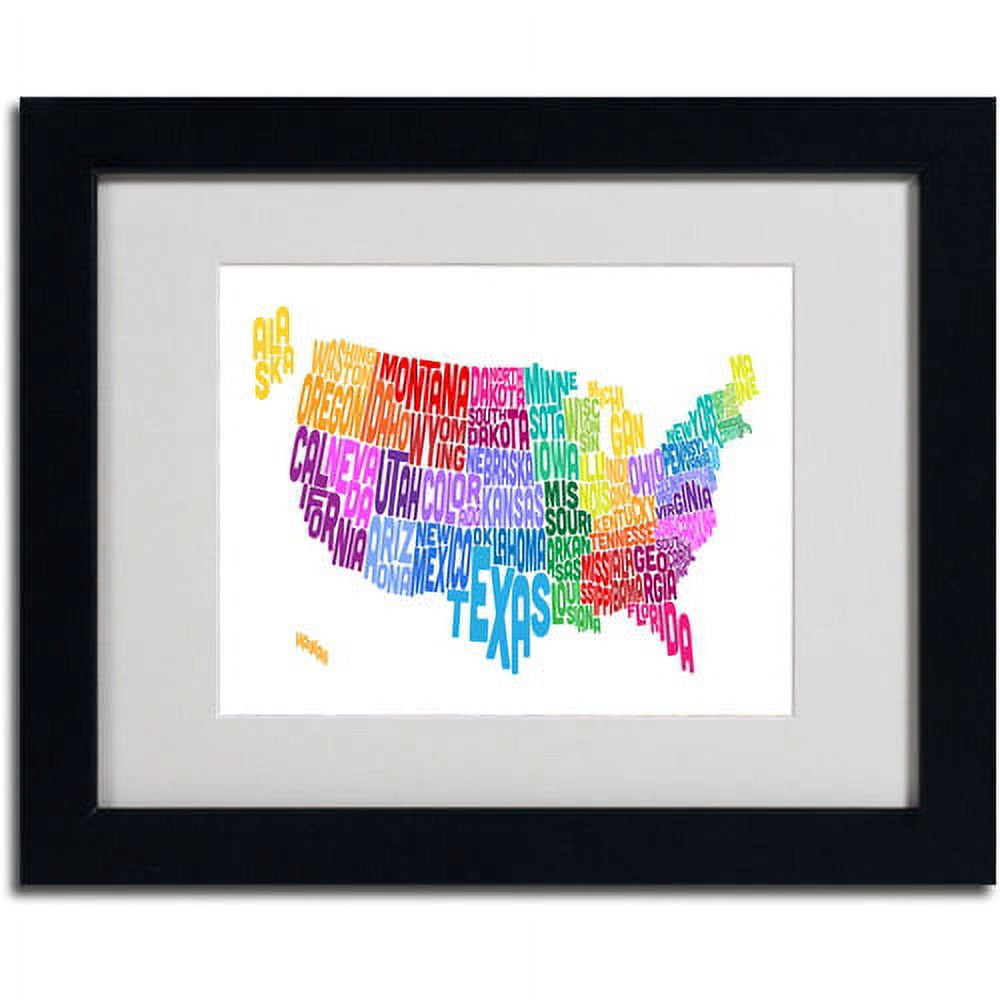 "USA States Txt Map 3" Matted Framed Art by Michael Tompsett