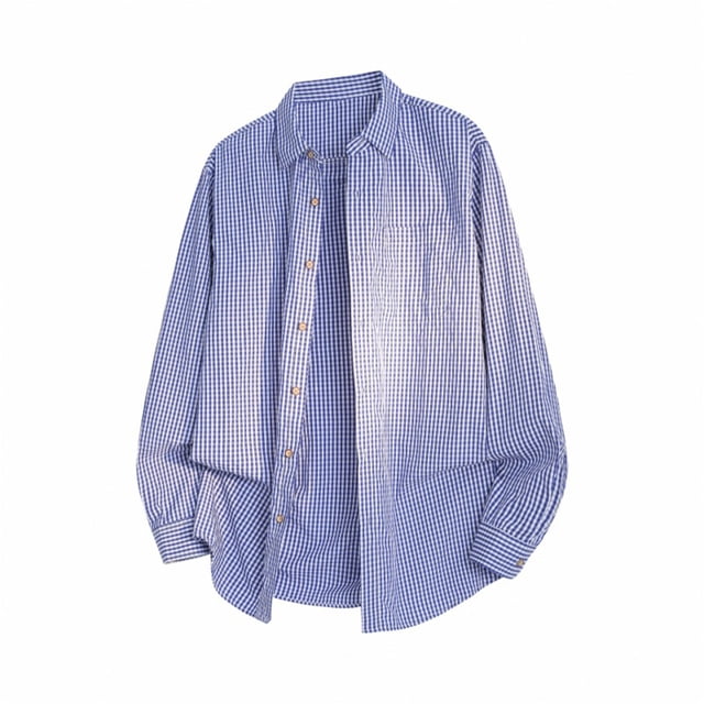 Blusa y camisa de manga larga con cuello vuelto para hombre, color liso, con botones y cuello vuelto, cárdigan de manga larga, blusa de poliéster para hombre