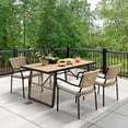 thumbnail image 6 of Dextrus 5-Piece Patio Outdoor Dining Set, Wicker Patio Furniture Set of 4 Rattan Dining Chairs with Soft Cushions and Rectangular Dining Table with Umbrella Hole, 6 of 15