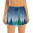 thumbnail image 2 of Vsdgher Christmas Trees Print Women's Running Double Layer Shorts High Waisted with Pockets Elastic Yoga Workout Athletic Gym Sports, 2 of 8