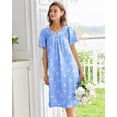 thumbnail image 5 of Ekouaer Nightgowns for Women Cotton House Dress with Pockets Short Sleeve Mumu Dress Embroidered Lounge Dress, 5 of 6