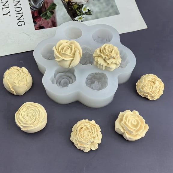 2PCS Multiple 7-hole Silicone Molds for Rose and Peony Flowers, Baking DIY Cakes, Chocolate Plaster, Drip Glue Candle Molds