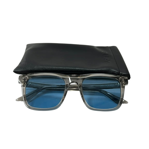 Quay Australia Flip Side Square Sunglasses Grey Turquoise 53MM