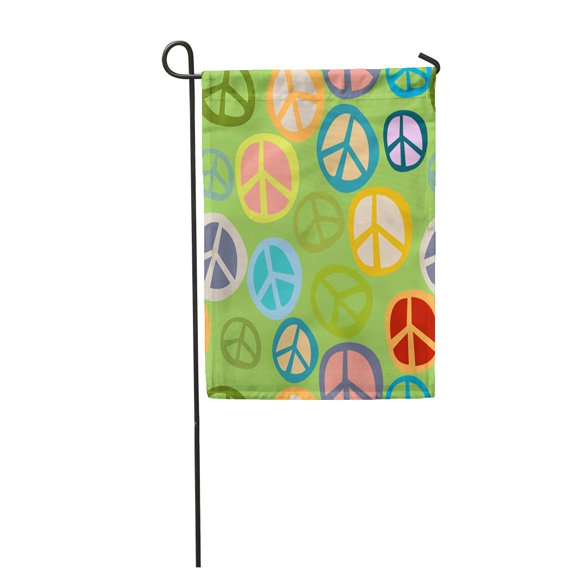 SIDONKU Colorful Fun Peace Symbol Hippy Summer Beauty Cartoon Color Garden Flag Decorative Flag House Banner 28x40 inch