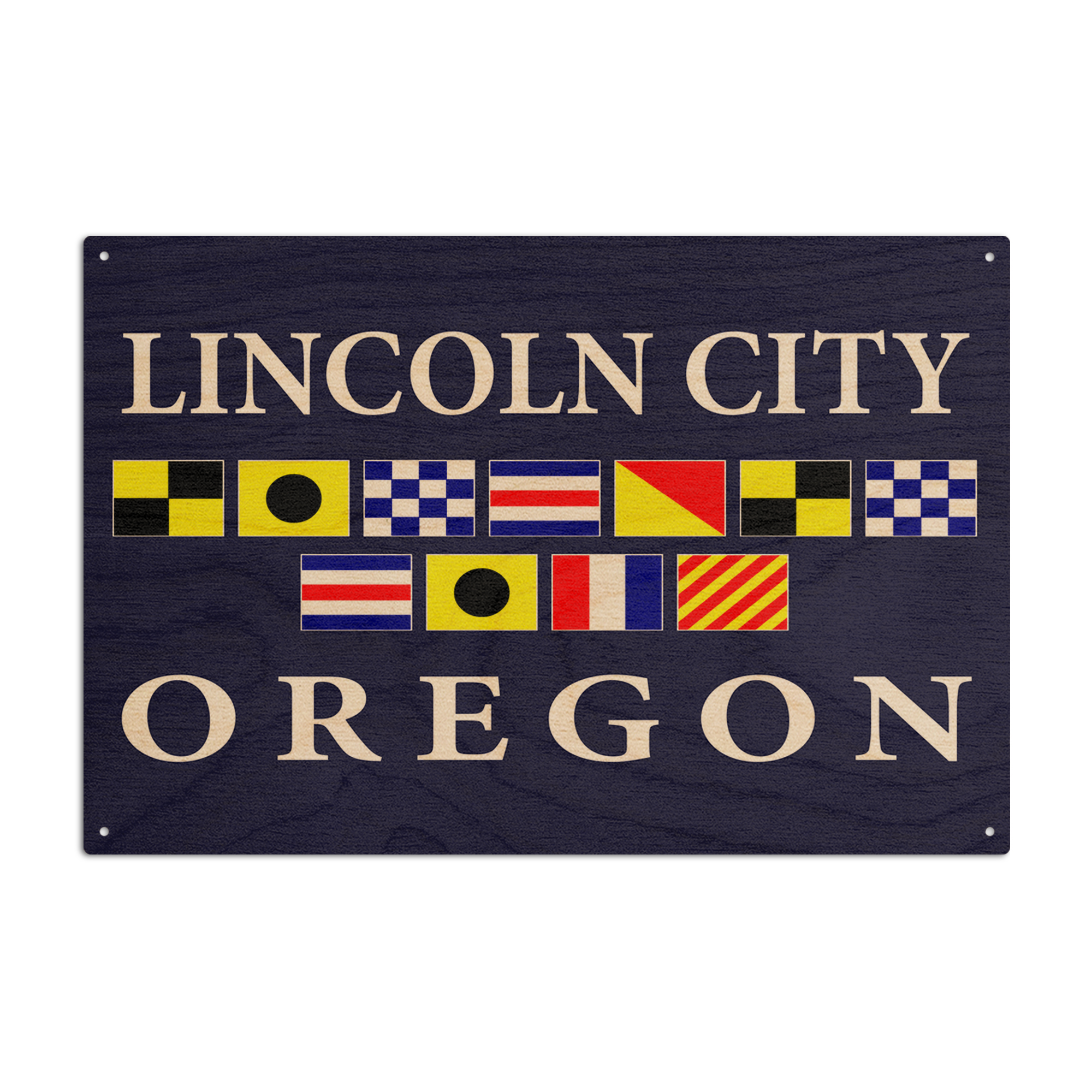 Lincoln City, Oregon, Nautical Flags Birch Wood Wall Sign (6x9 Rustic