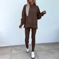thumbnail image 4 of Clearance FUNUONY Sweatsuits Women 2 Piece Outfit 2 Piece Outfits Long Sleeve Pullover Hooded Crop Top Sets Track Suits for Women Set Lounge Set Jogger Sets for Women 2 Piece Coffee L, 4 of 9