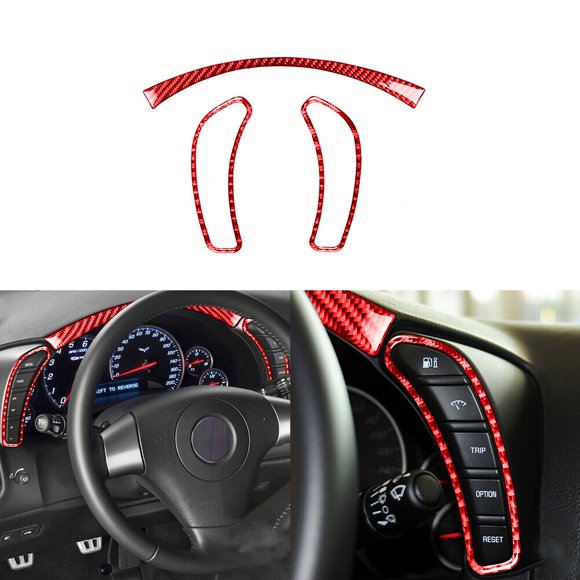 Red Carbon Fiber Console F for Ram e Cover Trim for Chevrolet Corvette C6 2005-2007