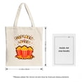 thumbnail image 3 of Popcorn Lover Tote Bag - Fun Red & White Striped Buckets with Yellow Popcorn Perfect for Shopping Parties & Travel, 3 of 4