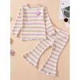 thumbnail image 2 of Suealasg Kids Baby Girl Clothes 6M 1T 2T 3T 4T Cute Long Sleeve 3D Crochet Flower Tops + Flare Pants Set 2Pcs Toddler Girl Spring Fall Outfit, 2 of 7