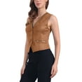 thumbnail image 4 of INSPIRE CHIC Women's Vest Faux Suede V Neck Button Vintage Casual Sleeveless Jacket M Dark Camel, 4 of 6