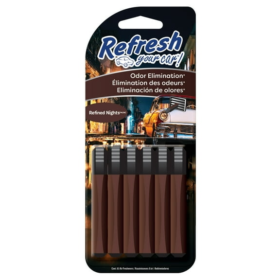 Refresh Your Car! Vent Air Freshener (Refined Nights/Crisp Sunrise Scent, 6 Pack)