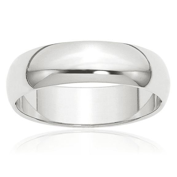 Platinum 6mm Half Round Plain Classic Wedding Band Ring