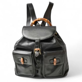 Pre-Owned Gucci Bamboo Backpack 003 2058 0016 Black Sweat  display picture 3