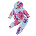 thumbnail image 2 of Mercatoo Baby Girls 2pc 𝐓racksuit 𝐀thletic Sweatsuits Sets Tie Dye Hooded Sweatshirt Jogger Sweatpants Clothing Sets Toddler Kids, 2 of 3