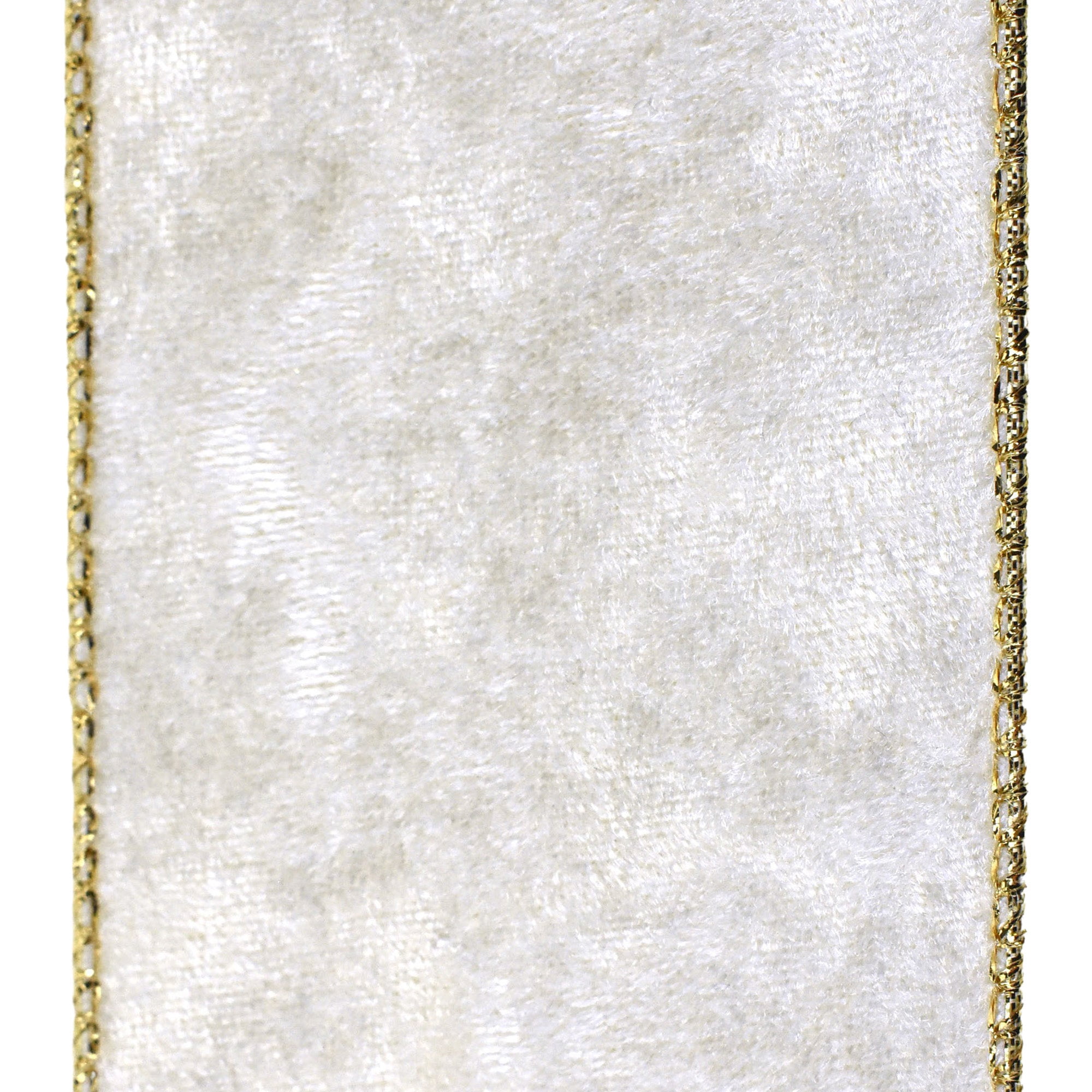 Christmas Velvet and Metallic Back Wired Ribbon, 2-1/2-Inch 10-Yard - Ivory/Gold