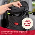 thumbnail image 5 of Lusso Gear | Car Trash Can | Hanging, Leakproof Vinyl Garbage Bin with Removable Liner | Large Capacity, Flip Open Lid | Hang or Mount | 2.5 Gallon, Black, 5 of 9