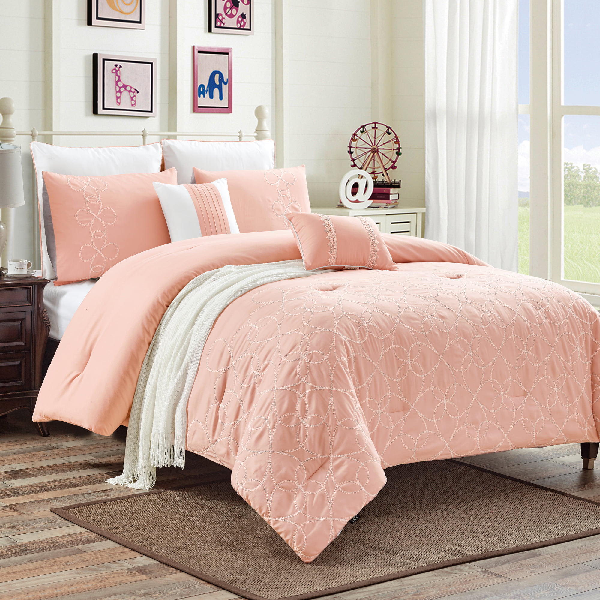 Unique Home Nashwa 7 Piece Collections Comforter Set Abstract